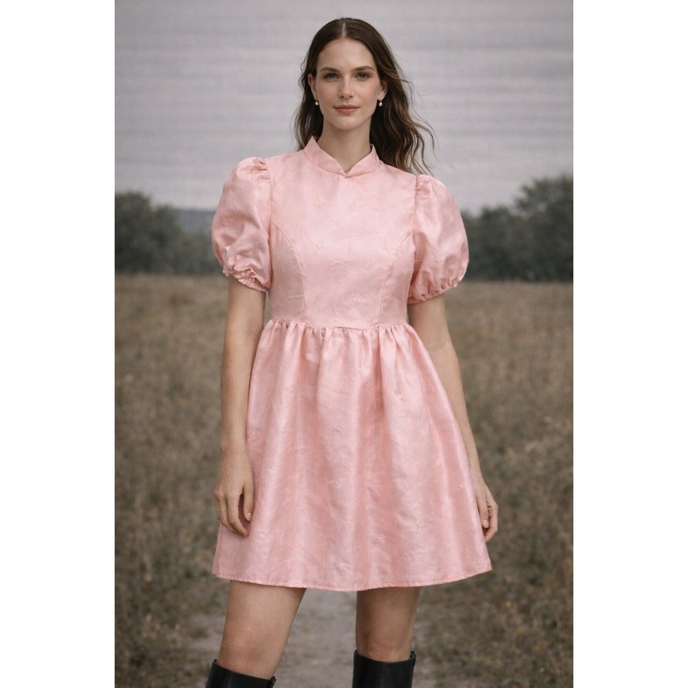 SISTER JANE Mini Dress Medium Baby Pink Regencycore Twee Babydoll